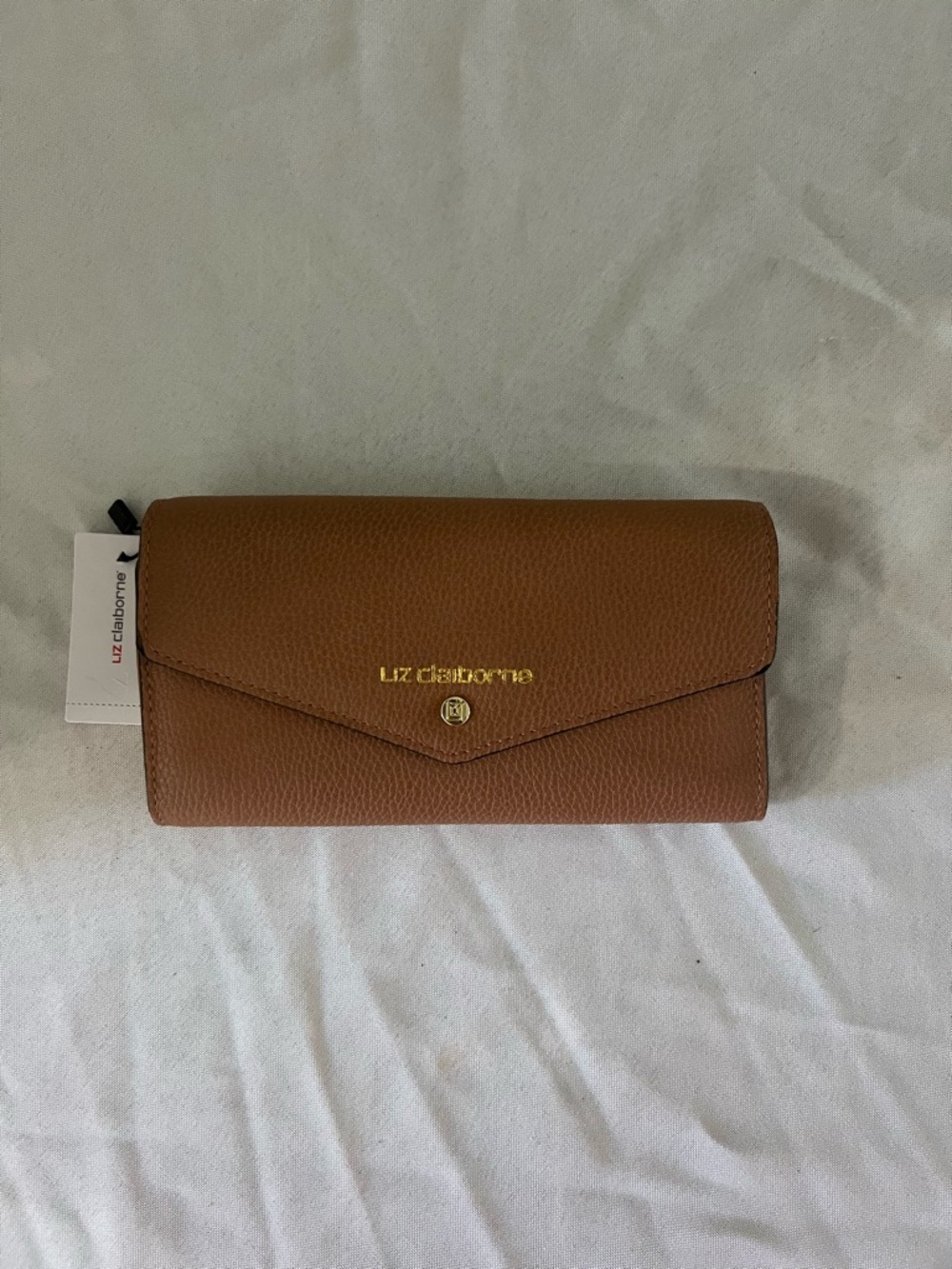 Liz Claiborne Brown Pebbled Envelope Wallet